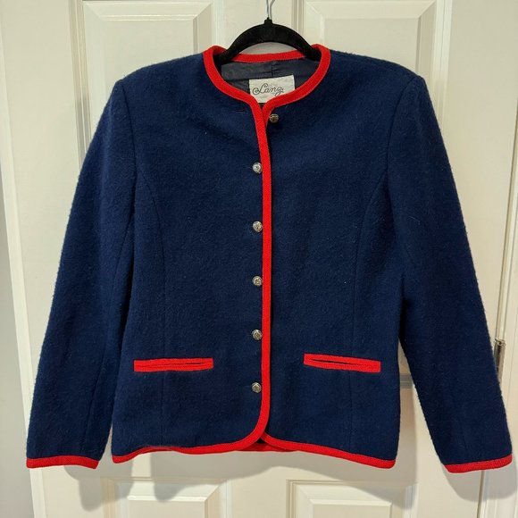 Lang Originals Navy and Red Button‎ Blazer - Size Small - Picture 1 of 10